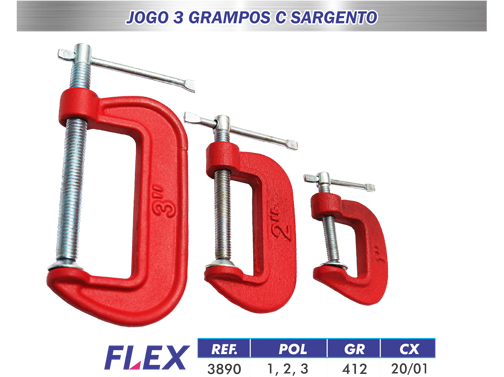 GRAMPO SARGENTO KIT 3P (1" 2" 3")