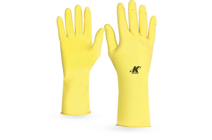 LUVA "MAO" LATEX AMARELA T07 P KALIPSO