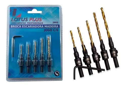 BROCA ACO ESCARIADORA JG 06PC LOTUS 1/4"