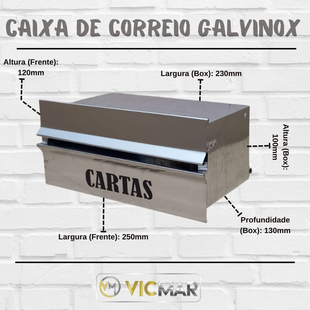 CAIXA CORREIO ACO INOX 02 "MURO" L25XA12XP13
