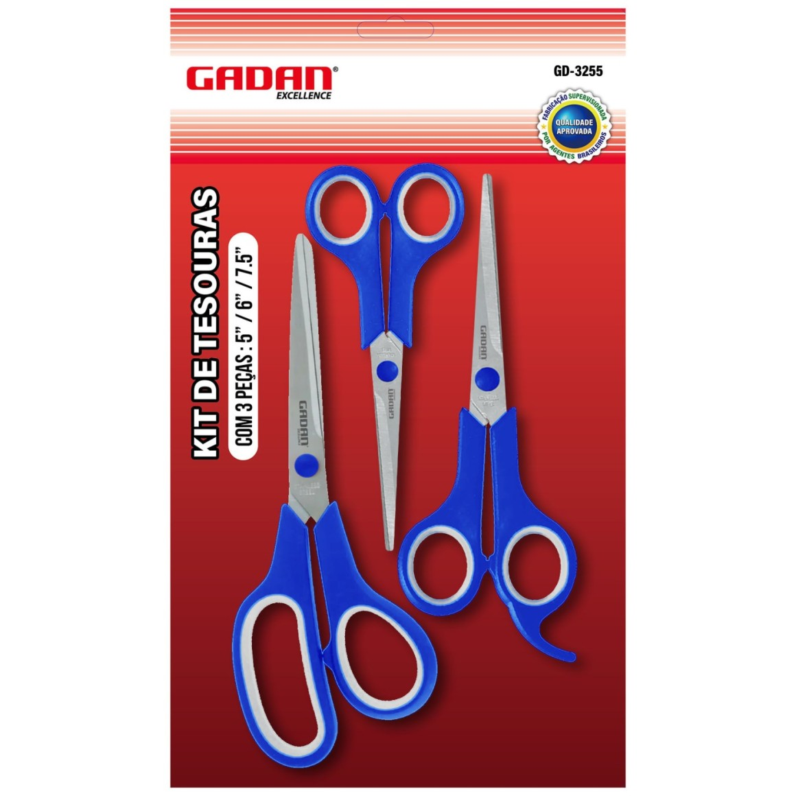 Tesoura Uso Geral Inox Gadan (3 Pc)