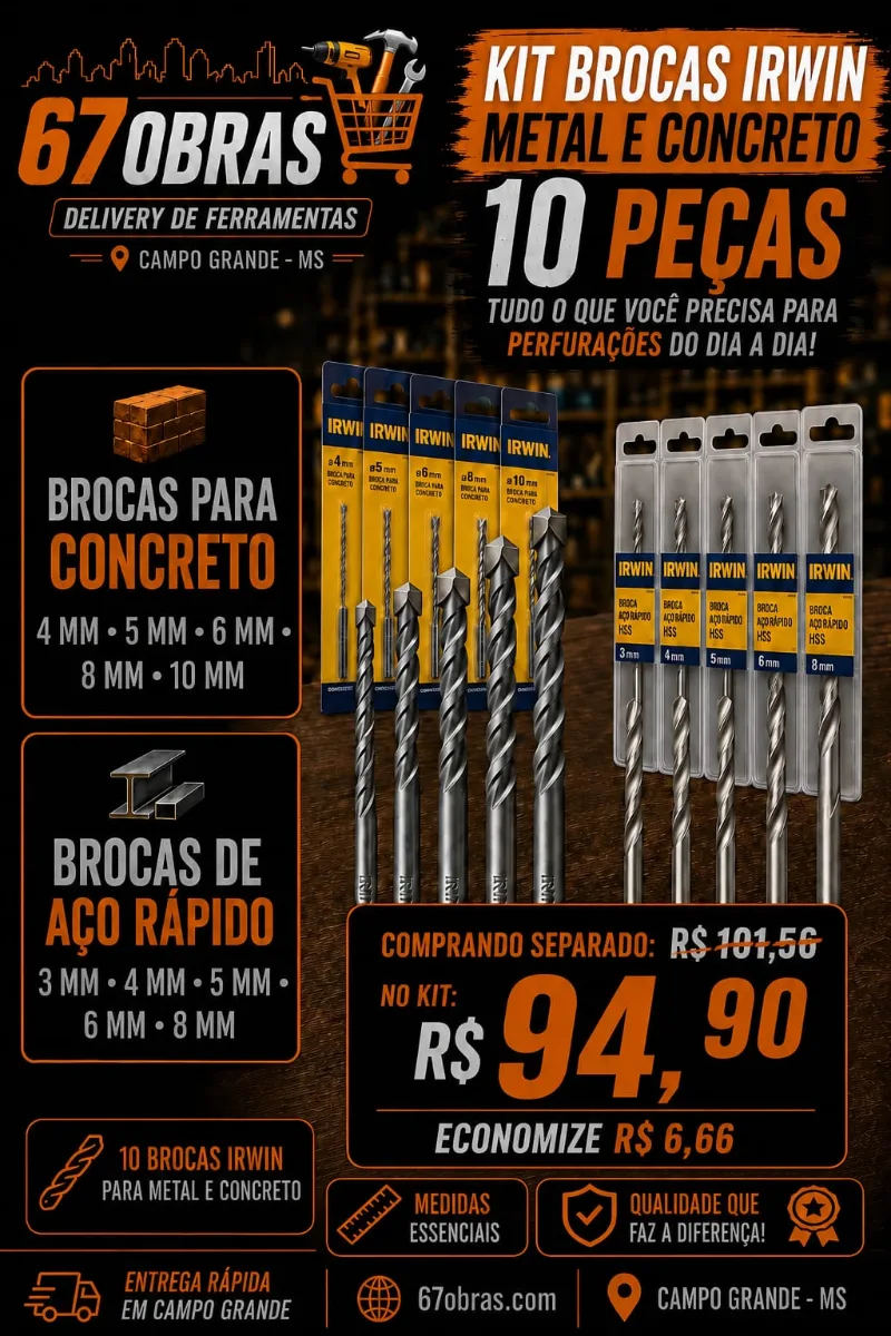 Kit Brocas Irwin para Metal e Concreto — 10 Peças