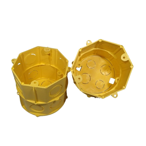 CAIXA LUZ PVC 4X4 10CM FMS OCTOGONAL AMARELA