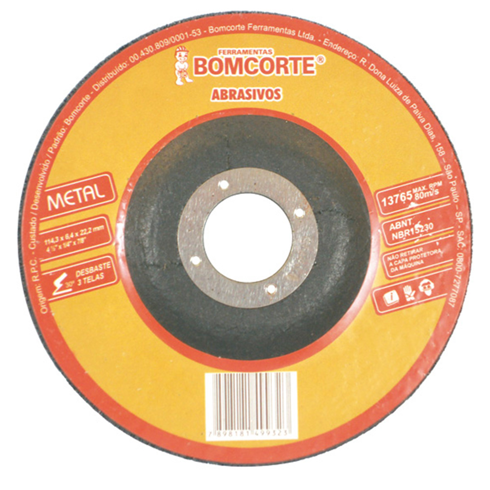 DISCO DESBASTE 7"X180X6.4X22.2MM 3T BOMCORTE