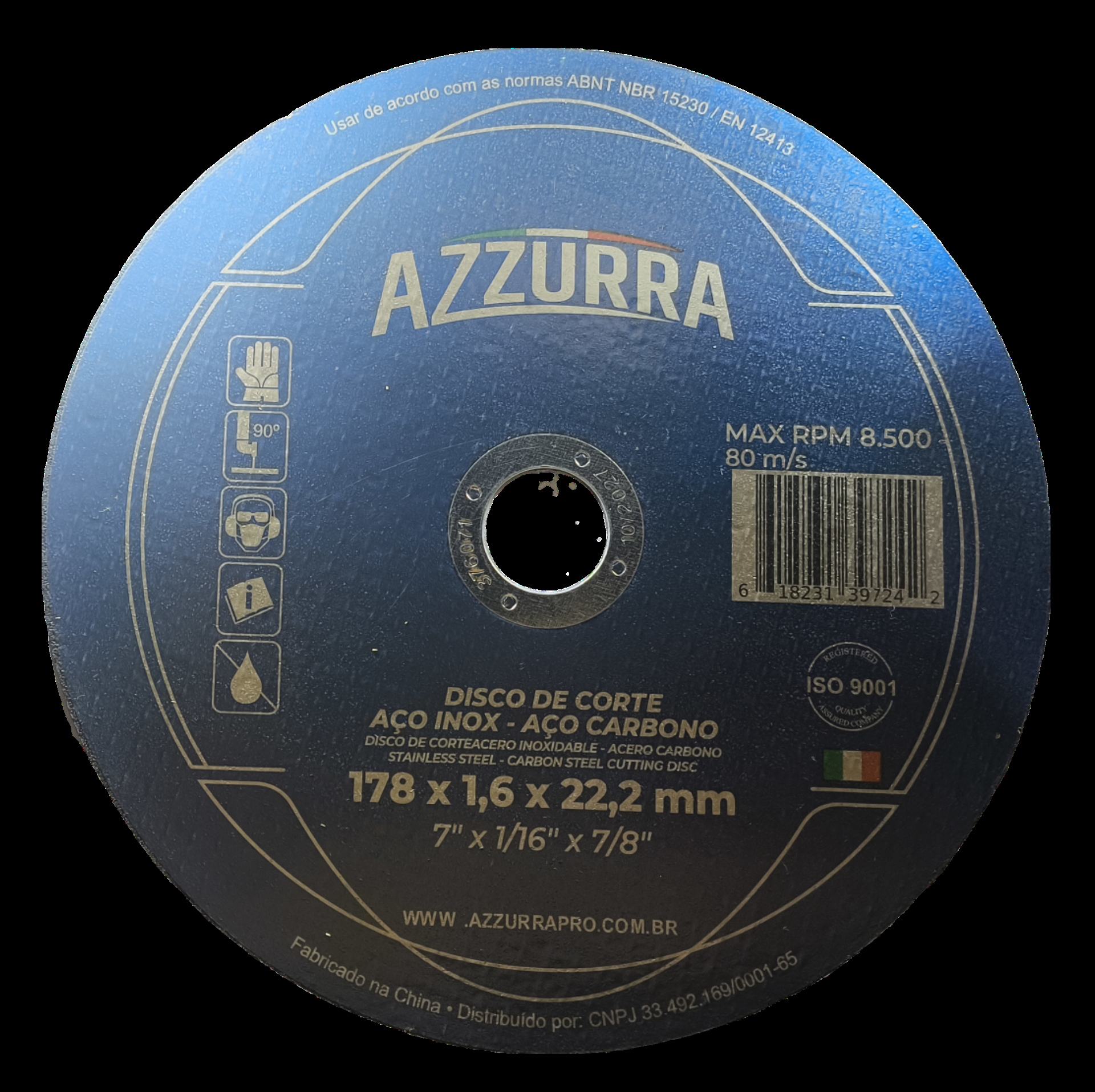 DISCO METAL INOX 7"X178X1.6X22.2MM AZZURRA