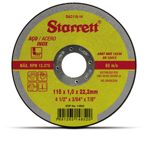 DISCO METAL INOX 4"X115X1.0X22.2MM STARRETT