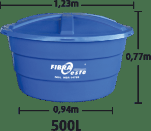 Caixa Agua 500LT Fibra Oeste Com Tampa