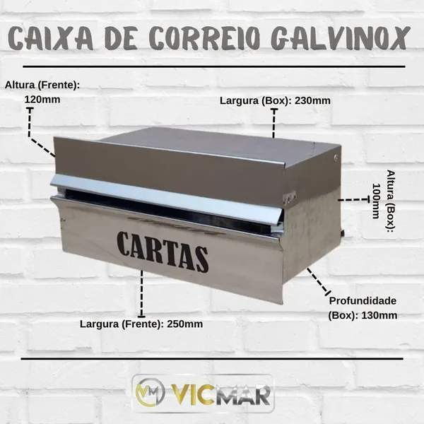 CAIXA CORREIO ACO INOX 02 "MURO" L22XA11XP13F